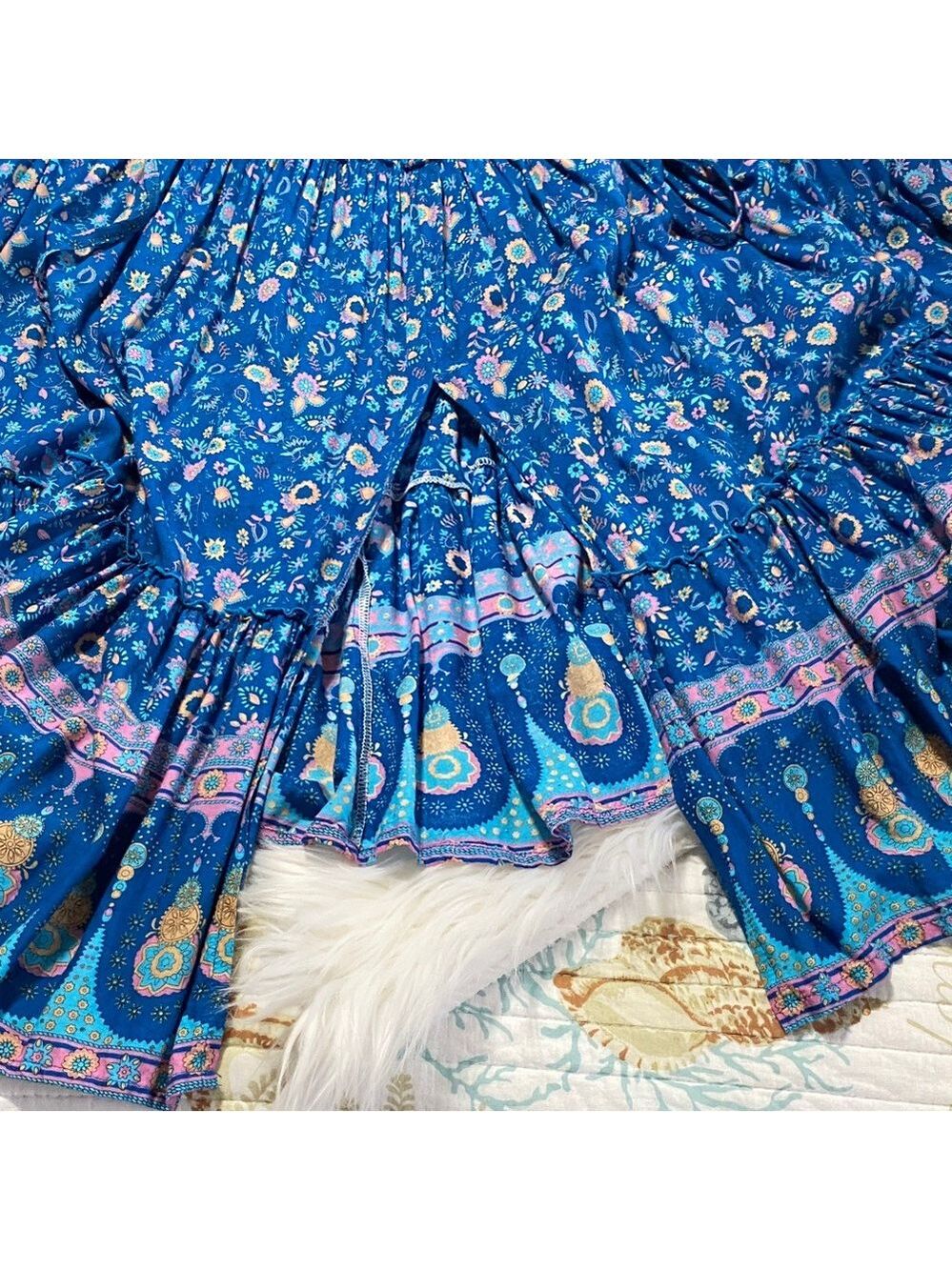 Bohemian Blue Floral Long Sleeve Dress - Picture 11 of 12